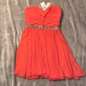short coral strapless dress!